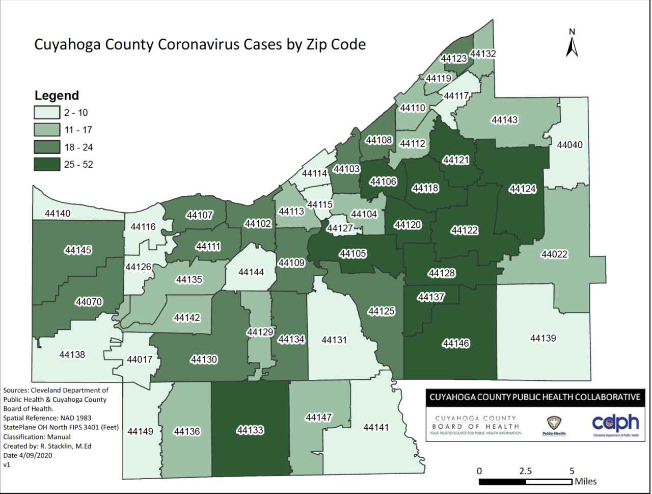 By the numbers Cuyahoga County releases updated map of confirmed cases